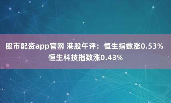 股市配资app官网 港股午评：恒生指数涨0.53% 恒生科技指数涨0.43%